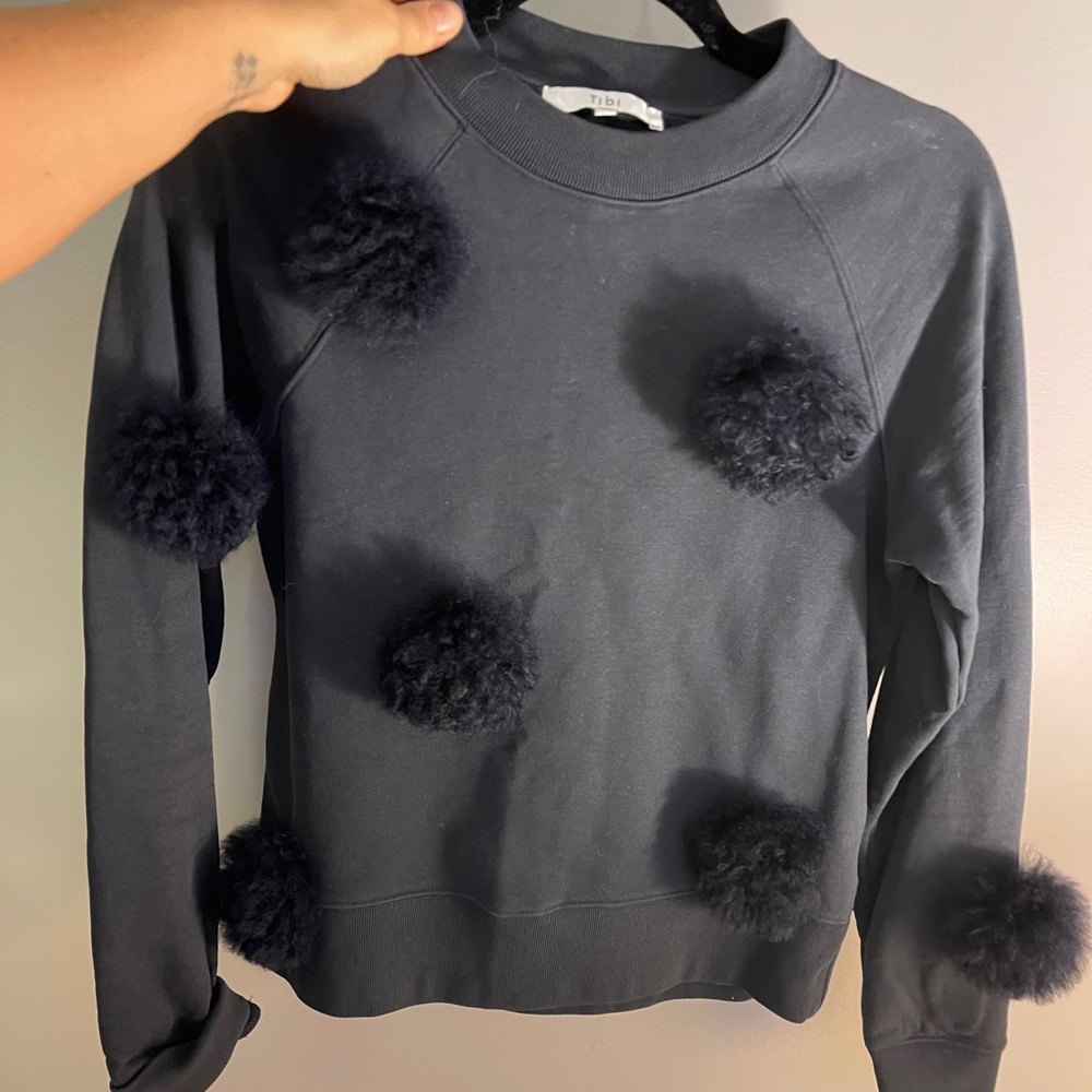 Tibi sweatshirt with fur Pom poms